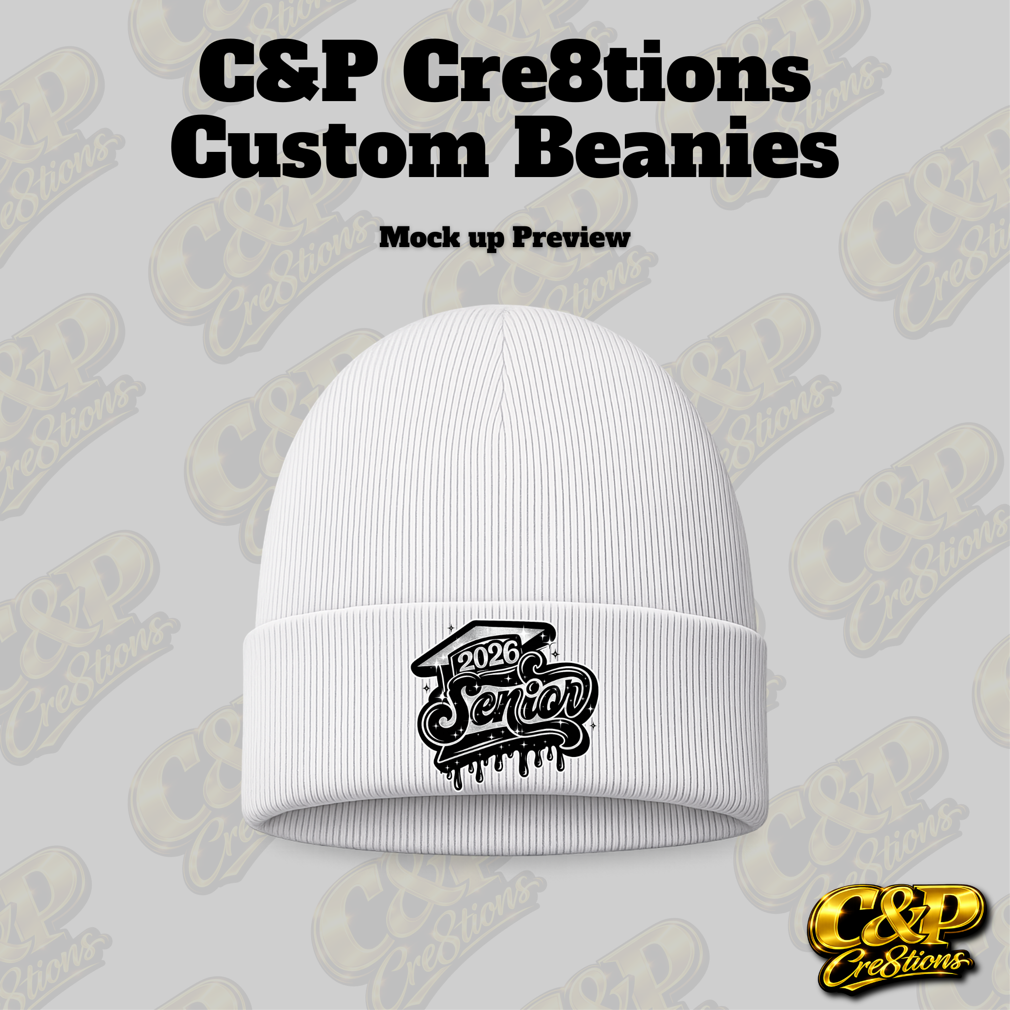 Silver 2026 Senior Beanie