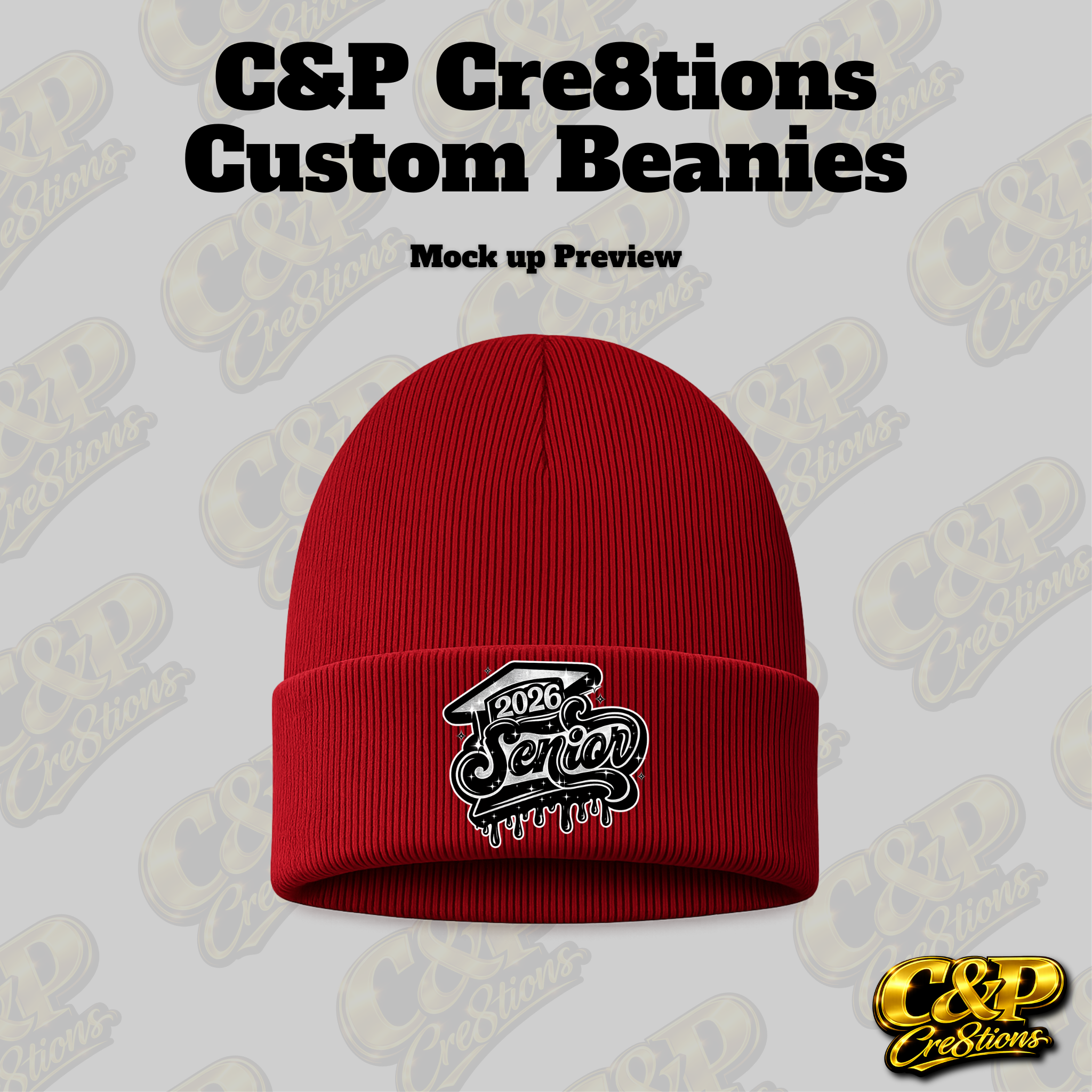 Silver 2026 Senior Beanie