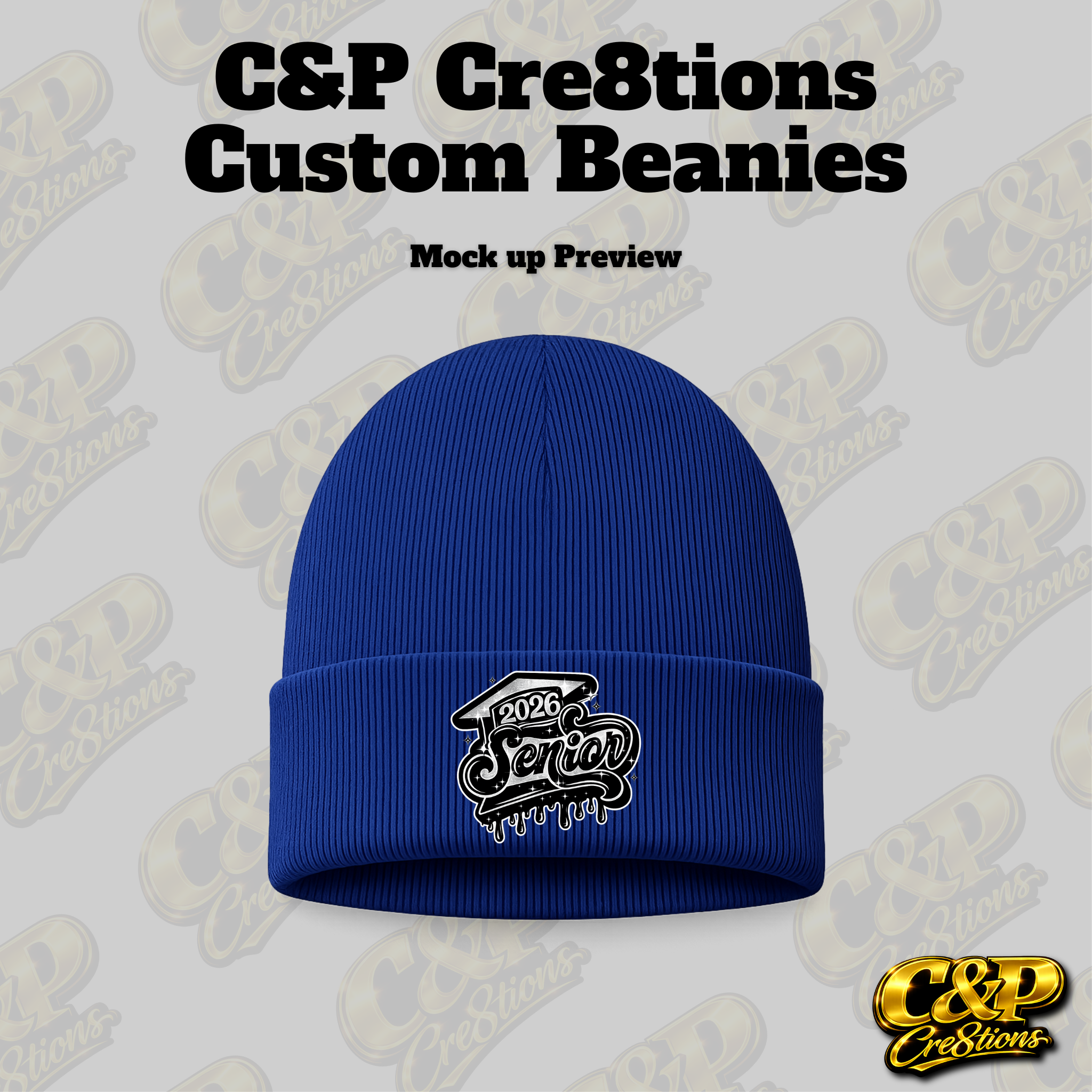 Silver 2026 Senior Beanie