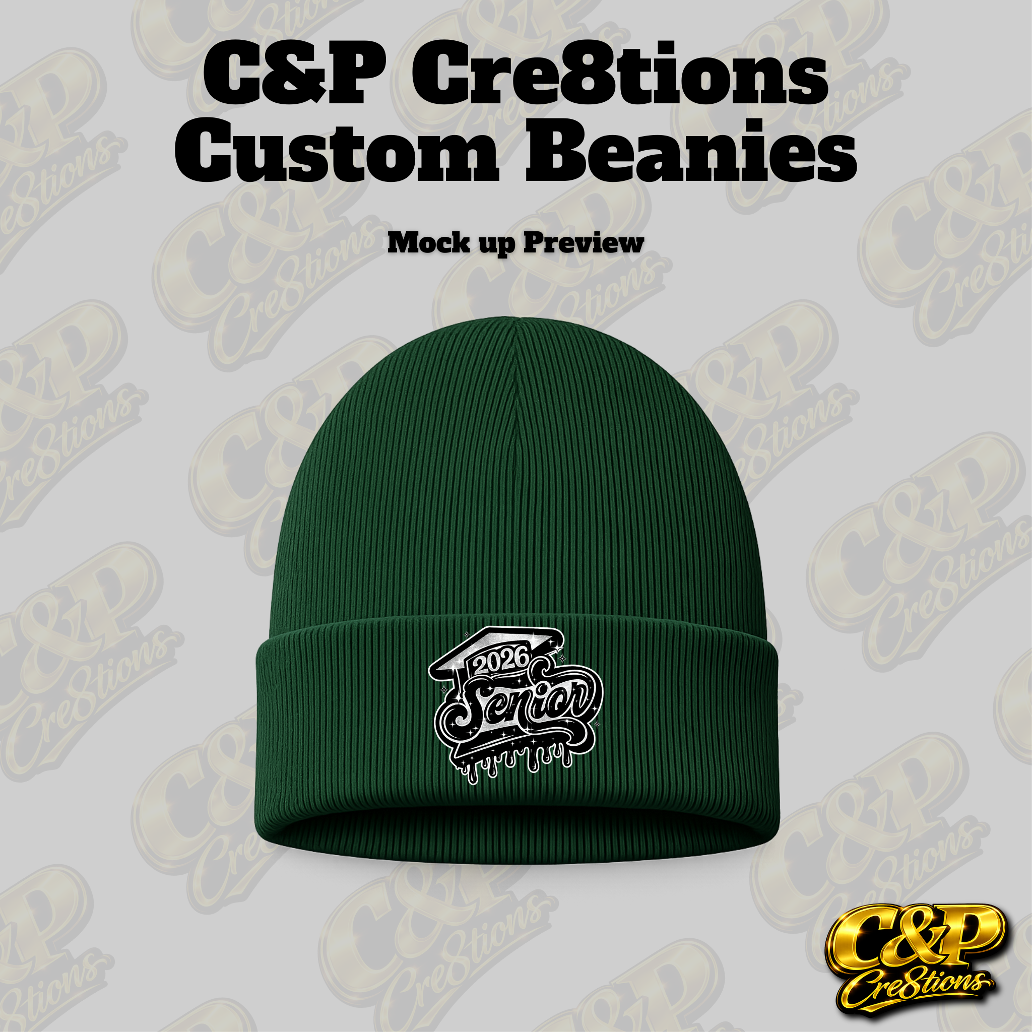 Silver 2026 Senior Beanie