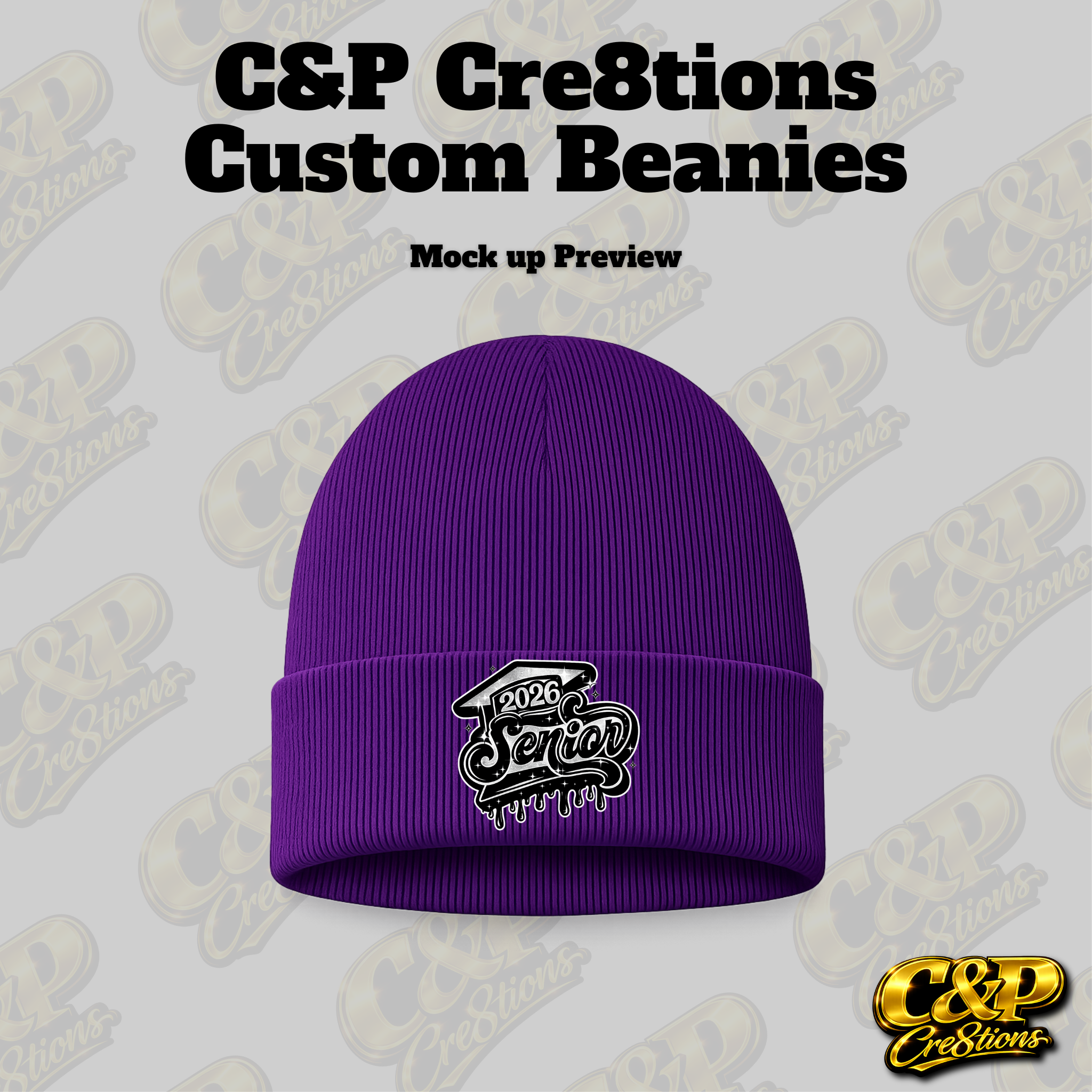 Silver 2026 Senior Beanie