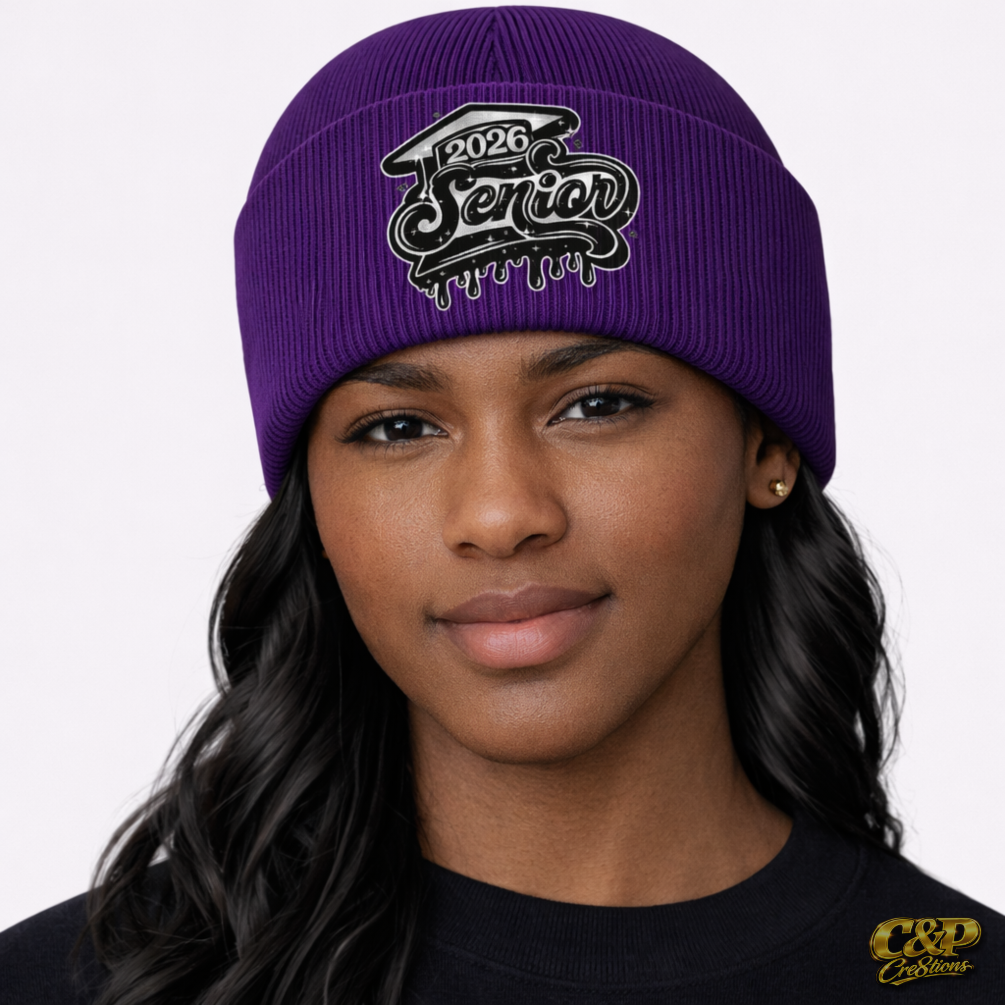 Silver 2026 Senior Beanie